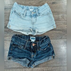 Old Navy 5T Jean Shorts Bundle Summer - Adjustable Waistband Light & Dark Wash